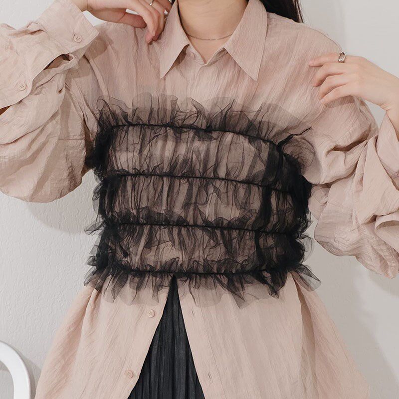 夏季新款 甜美叠穿外搭 抹胸裹胸薄纱小吊带背心上衣女