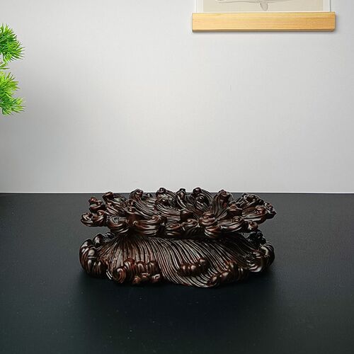 戏浪底座摆件托架树脂摆放托盘艺术创意通用仿实木石头奇石底座