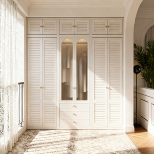 法式 衣帽间组合收纳柜 金属衣柜卧室家用无甲醛钢制阳台柜2025新款