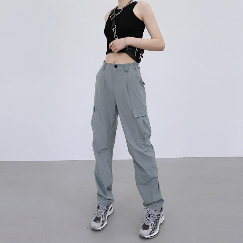薄款灰色休闲裤美式复古裤子日系小C个子美式工装裤夏季女2025新