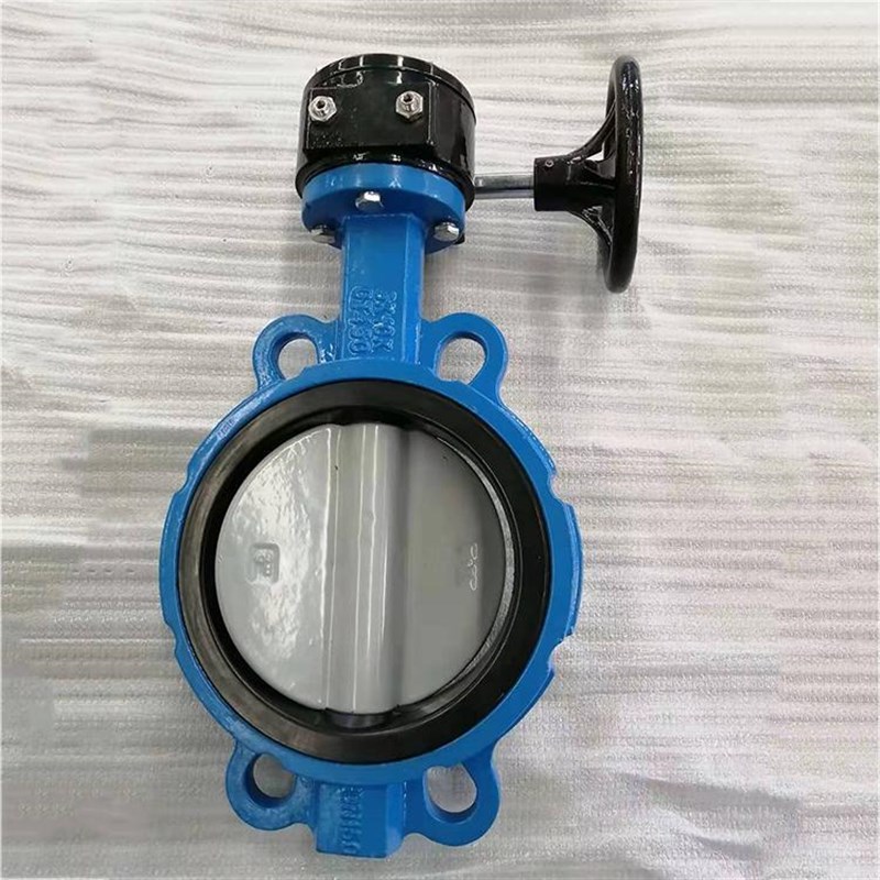 手动蜗轮手柄球墨铸铁对夹软密封蝶阀D371X-10Q DN100 150 200 30