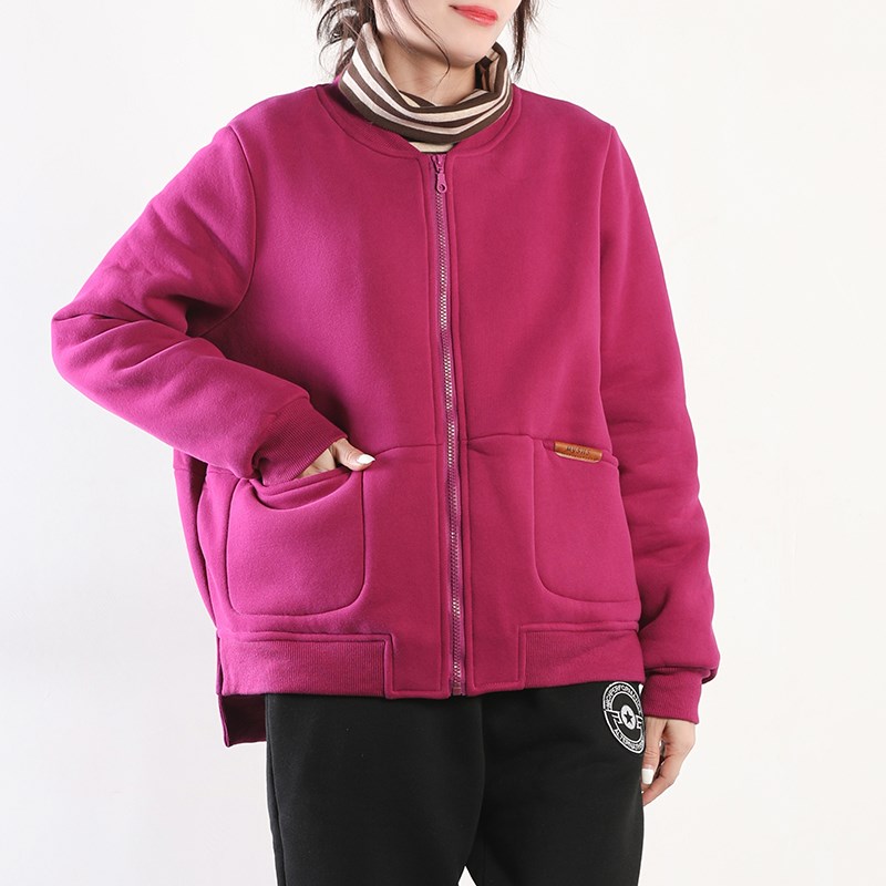 皇森开衫拉链卫衣女加绒2023秋冬韩版I新款加厚宽松显瘦保暖外套