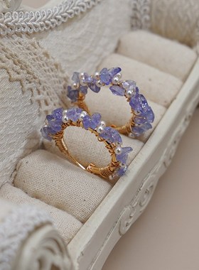 小众设计温柔绕塔桑石珍珠耳扣法式优雅少女耳环气质小耳圈50319