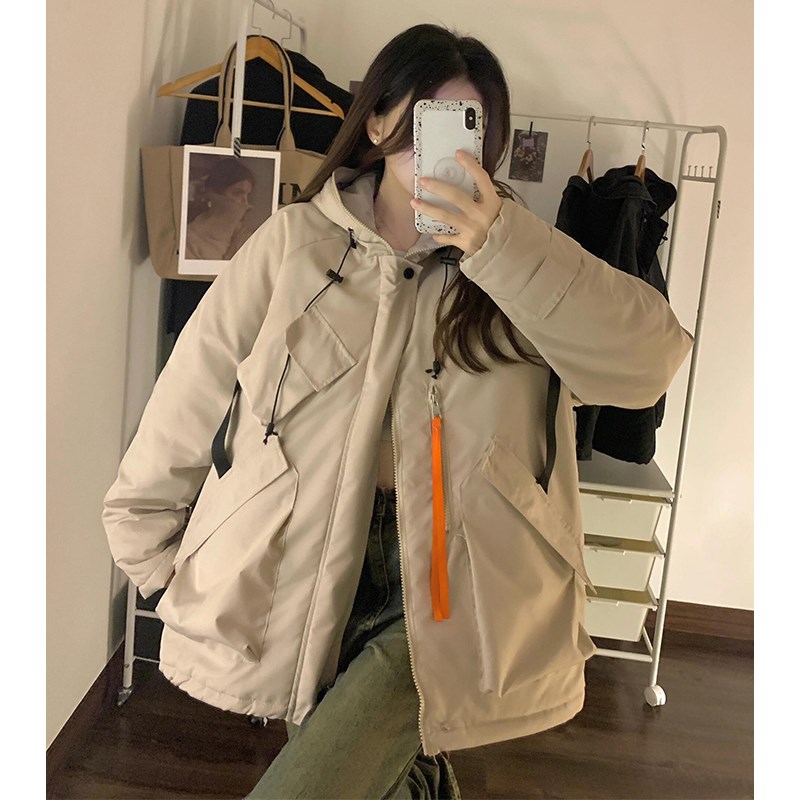 2-300斤胖mm宽松加厚连帽棉服大码女装冬季新款设W计感棉衣外套潮