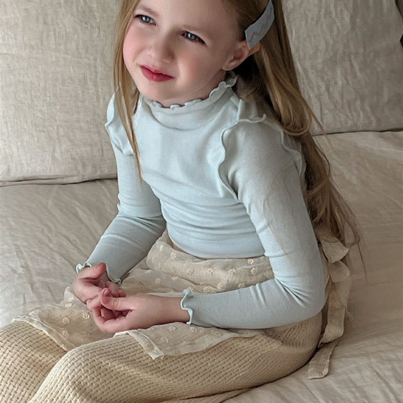 2024春季新款童装韩系女童柔软打底衫韩版儿童糖果色内搭上衣