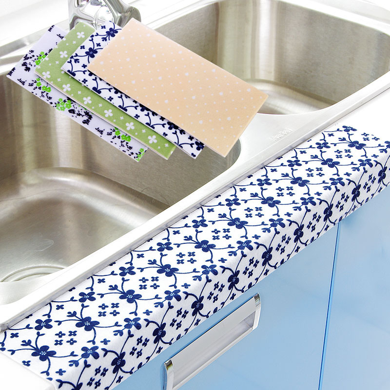 5条装洗菜厨房吸水贴自粘水槽防水贴 浴室洗漱台洗脸盆静电吸湿贴