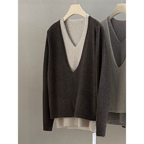 巨好看!丸全不挑人!法式别致高级感小众宽松毛衣假两件针织衫女