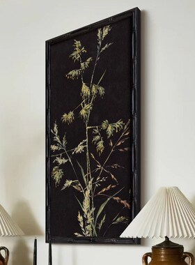 万物生 新中式玄k关画中古风客厅餐厅装饰画法式复古黑白色调挂画