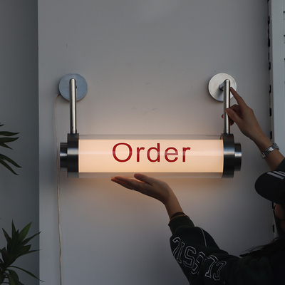 亚克力圆柱灯箱360度发光双层圆管LED广告牌户外门头壁灯悬挂定制