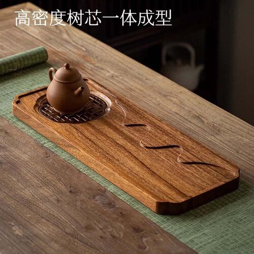 木质创意b新中式家用排水式茶盘实木小型干泡台整木客厅茶台干泡