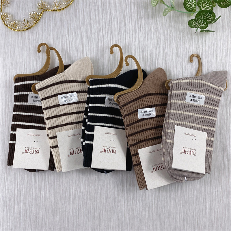 司纶祺女士春秋季条纹高筒袜子日系学生运动高腰长筒棉袜吸汗透气,女士内衣/男士内衣/家居服,长筒袜,淘宝优惠券,粉丝福利购,淘宝优惠卷