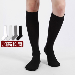 黑色平膝袜子男平膝及膝春夏季薄款长筒纯棉防臭高腰长袜i子祙子