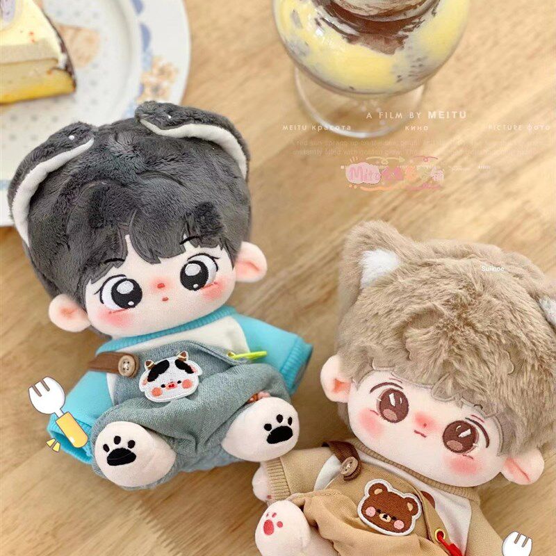 20cm娃衣现货无属性棉花娃娃公仔衣服背带裤子套装拼色卫衣替换装