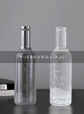 轻奢烟灰色水晶气泡酒瓶桌面摆z件现代简约样板房酒柜软装饰品摆