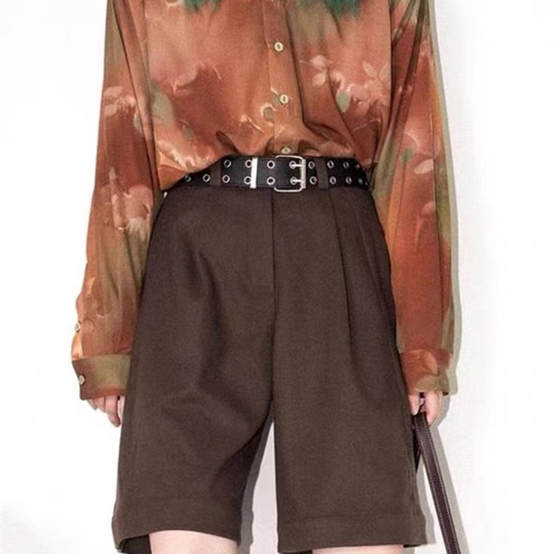 南瓜籽女装d定制肥妹妹mm复古阔腿西装夏季高腰宽松显瘦休闲五分