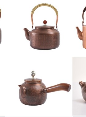 创意中式手工捶打家用茶水壶锤纹紫铜茶具烧水R铜壶功夫茶具摆件