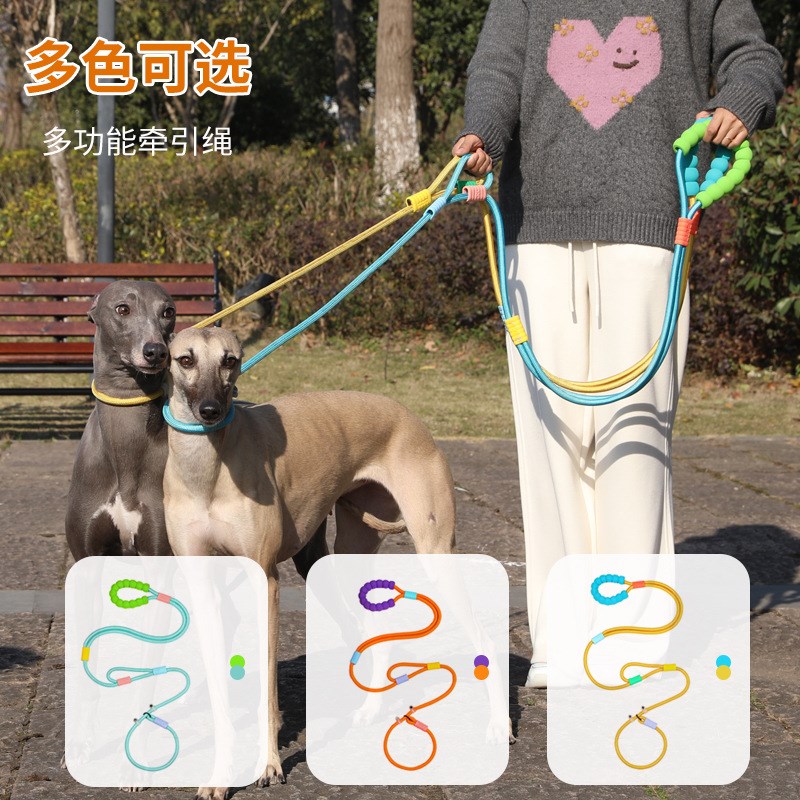 狗狗牵引绳宠物P链遛狗防爆冲加粗绳子大型犬P绳子自动伸缩防咬