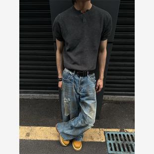 Caim老钱风亨利领针织短袖 夏季 稻风 男款 t恤clea 高级感美式 polo衫