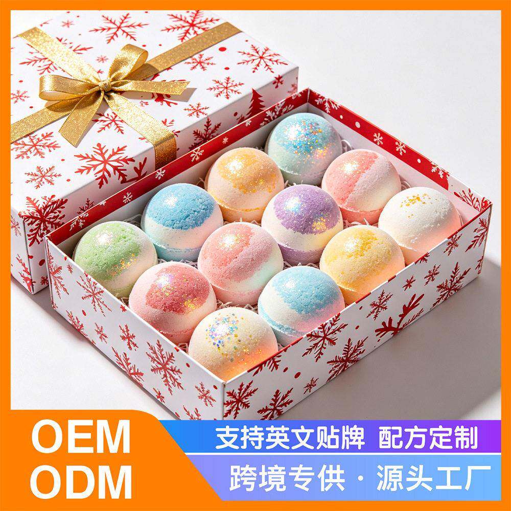 跨境12颗装泡澡球圣诞礼盒Christmas Bath Bomb Gift Set浴盐球
