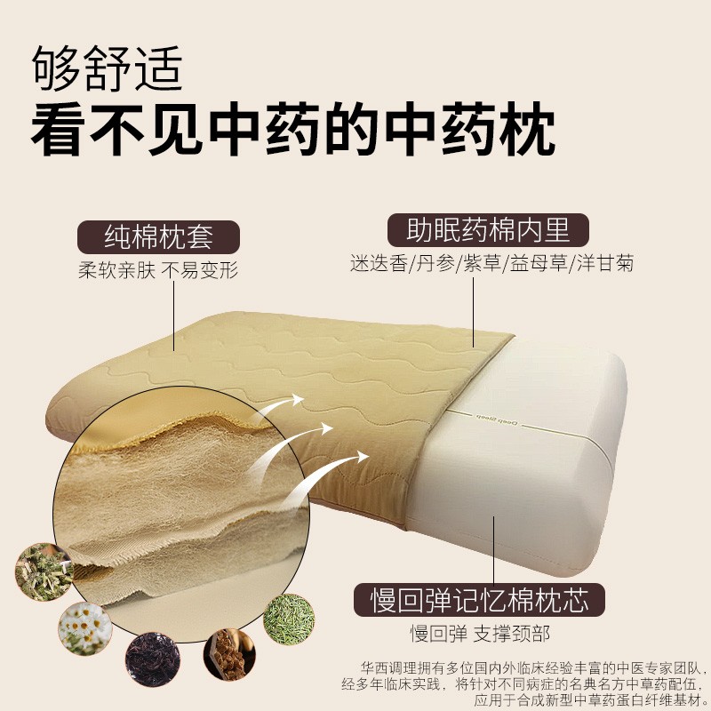 雪卡莱助眠枕中药提取物加记忆棉