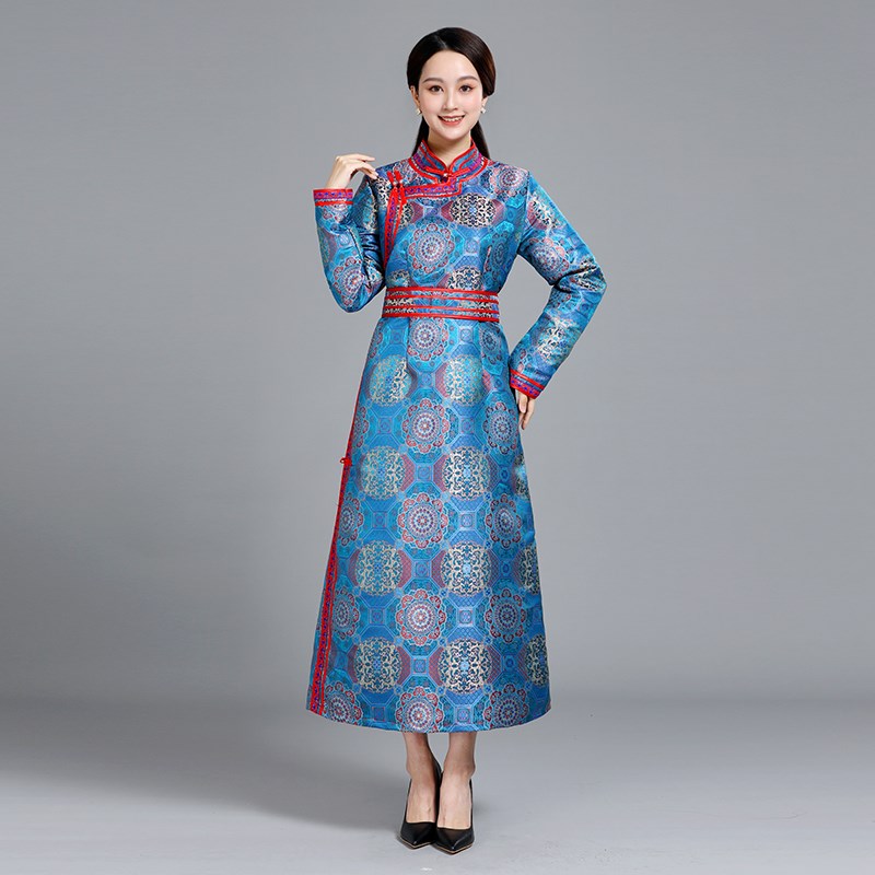 长款蒙古服装女传统蒙古袍少数民族服饰蒙古族舞台表演服旅拍照服