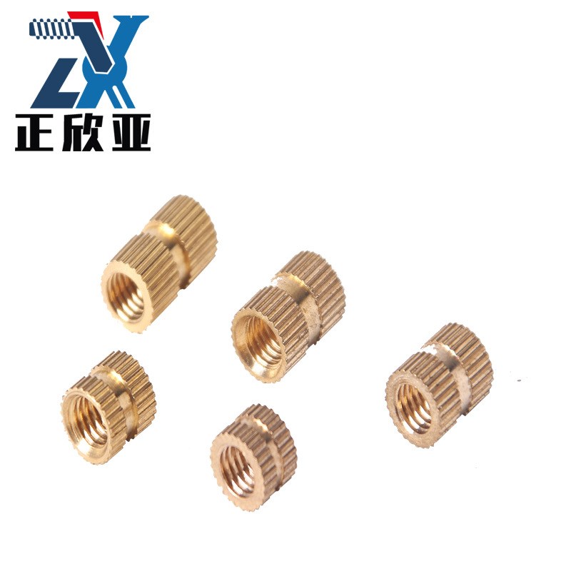 滚花通孔铜螺母订做英美制铜嵌件定制非标圆螺母热熔预埋铜件加工