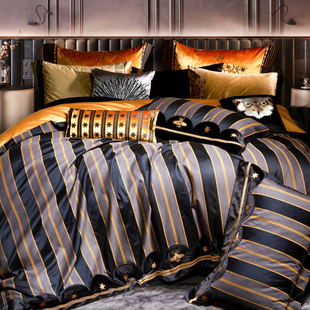 高级感纯棉全棉被套床盖多件 高档奢华大气别墅床上用品四件套欧式
