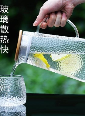 23354茶耐高温璃冷水壶防爆壶水壶大量容家用花玻茶壶凉白开水杯