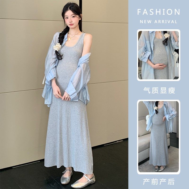 孕妇装新款套装2025春秋季韩版时尚弹力修身背心裙防晒衬衫两件套,孕妇装/孕产妇用品/营养,套装,淘宝优惠券,粉丝福利购,淘宝优惠卷
