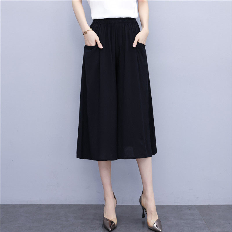 七分裤女夏季薄款纯棉绸裤子中老年妈妈阔腿裤大码宽松裙裤休闲裤,女装/女士精品,休闲裤,淘宝优惠券,粉丝福利购,淘宝优惠卷