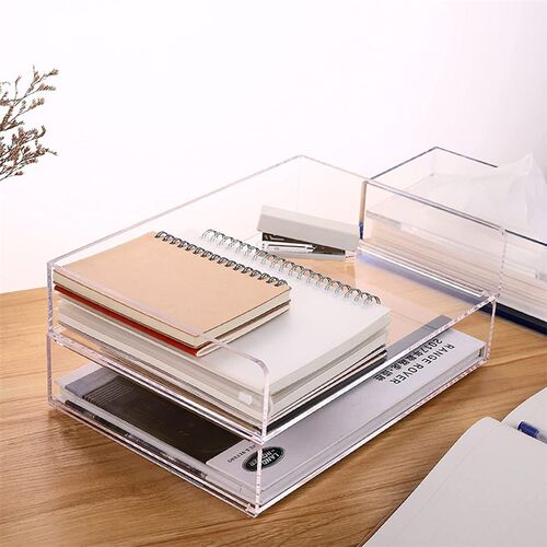 亚克力文件架透明办公收纳架整理A4资料架亚克力可堆叠信纸托盘