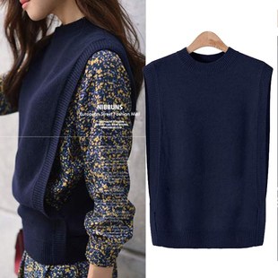 新款羊绒针织马甲女背心修身韩版圆领薄无袖套头百搭坎肩毛衣外穿