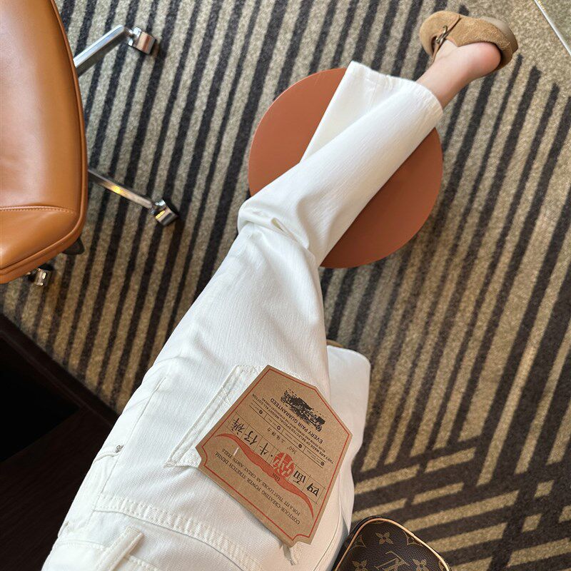 直腿魔法~!小个子九分直筒牛仔裤女夏季薄款高腰弹力显瘦烟管裤