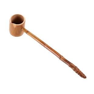 分茶勺浇花水瓢打酒器茶道零配煮茶 竹根长柄茶勺竹制酒提水勺日式