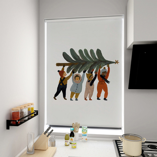 窗帘拉卷式 免打孔安装 厨房升降手拉窗户遮挡阳光防晒卫生间卷帘