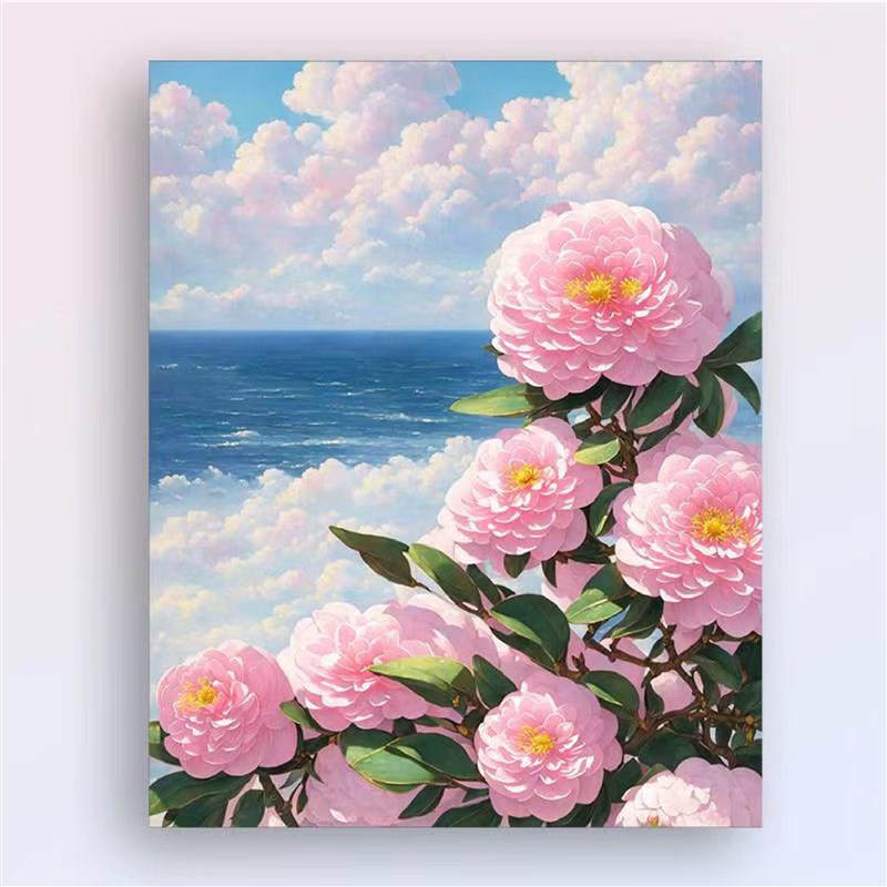 数字油画2025新款丙烯diy手工填色装饰画解压肌理画植物花卉绘画图片