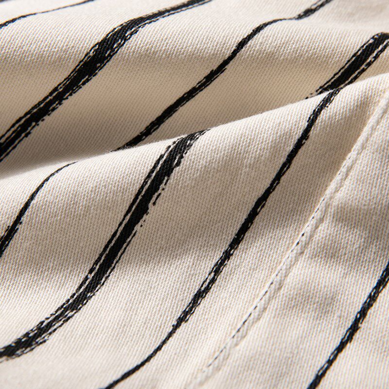 春秋季男装上衣古着重磅立领衬衣日系复古条纹宽松廓形衬衫男外套