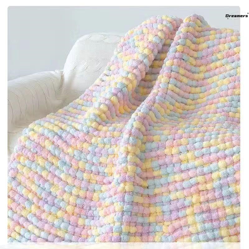球球线毛毯编织diy手工织盖毯子解闷坐垫孕期毛球团diYy手工礼厂