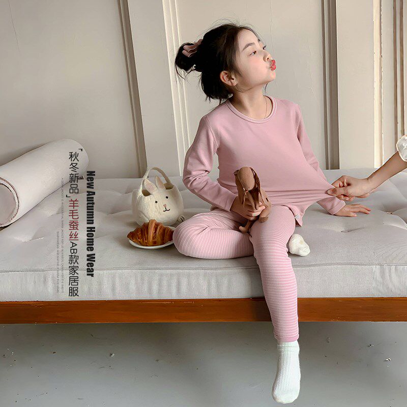 女童睡衣秋冬款2025新款宝宝秋衣秋裤冬季儿童保暖内衣家居服套装