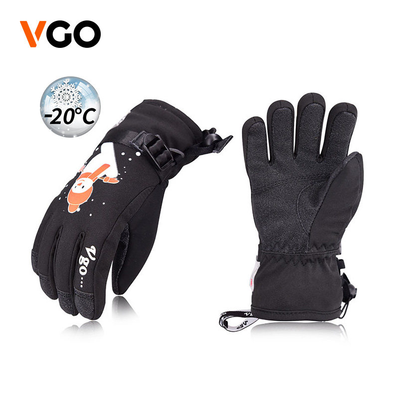 VGO 儿童保暖手套加厚冬季户外运动滑雪青少年骑行防风防水舒适