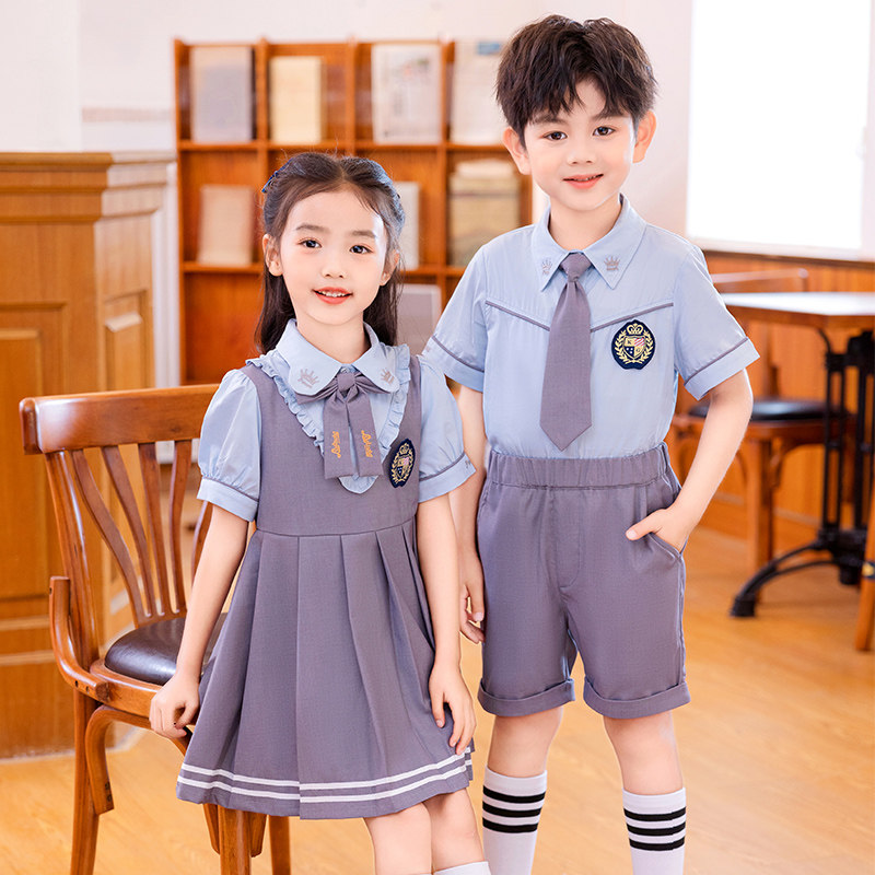 小学生班服夏装女洋装套装幼儿园园服夏季校服英伦风儿童演出服