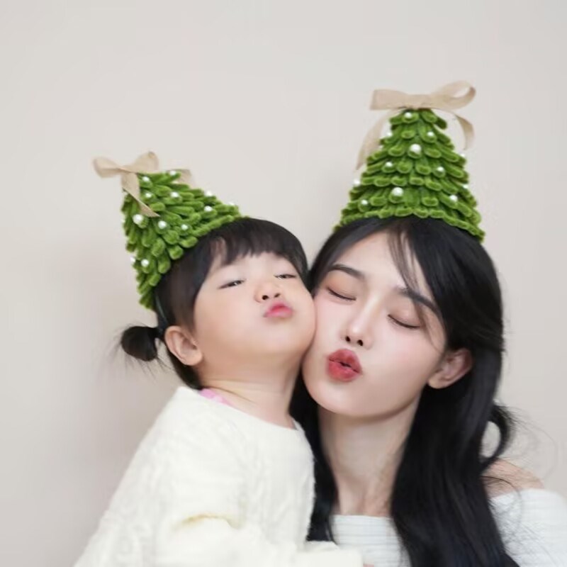 影楼圣诞主题儿童摄影拍照道具造型圣诞树小帽扭扭棒发箍圣诞装饰