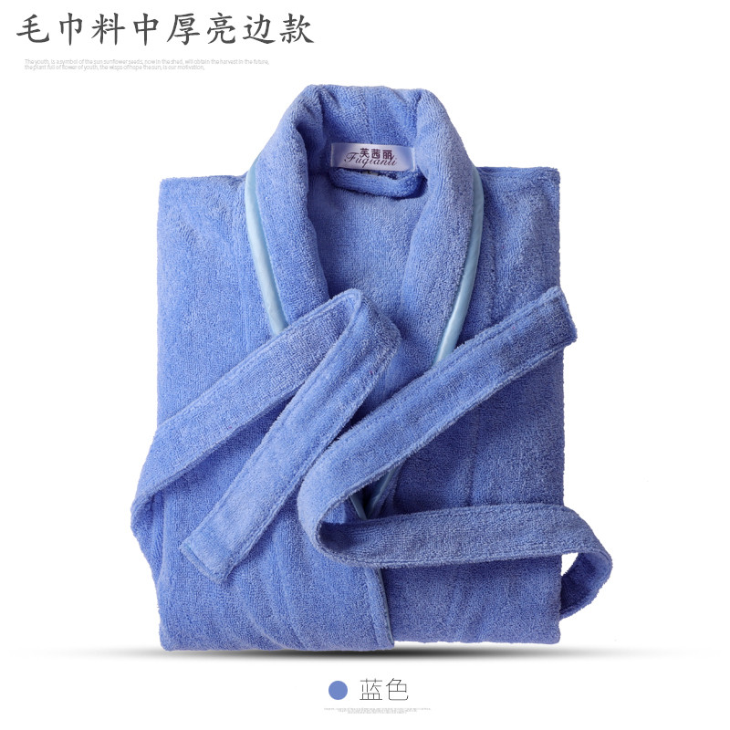 纯棉毛巾料浴袍酒店情q侣睡袍沐浴吸水浴衣男女式汗蒸服全棉四季