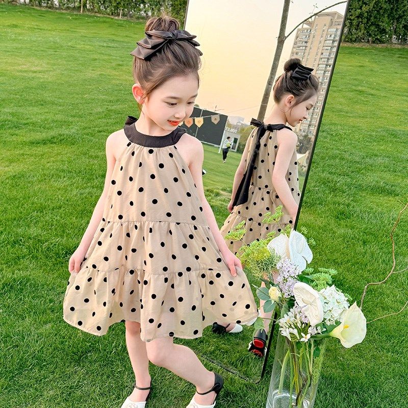 波点连衣裙女童雪纺吊带裙女宝2024新款儿童裙子女夏季公主裙挂脖,童装/婴儿装/亲子装,连衣裙,淘宝优惠券,粉丝福利购,淘宝优惠卷