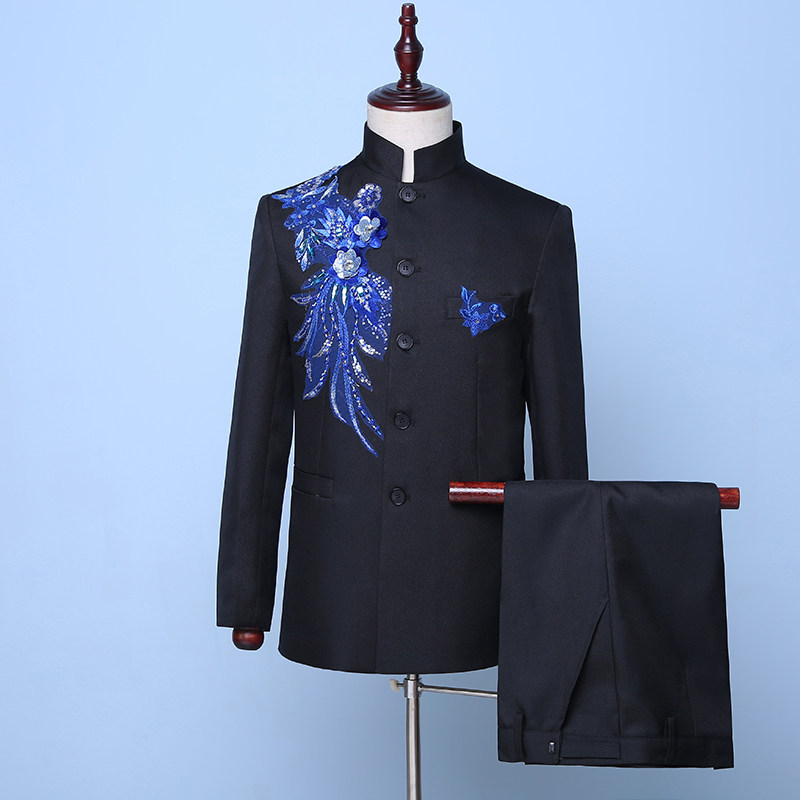 男士中山装演出服装男大合唱礼服中山服主持人服诗朗诵演出西装