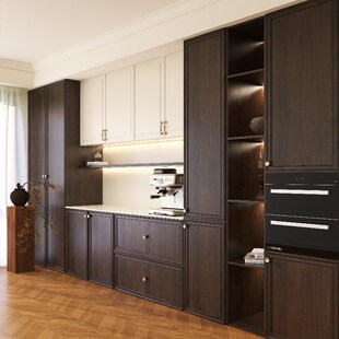 美式轻奢全实木衣柜轻法式客厅餐边柜卧室别墅柜子中古风全屋定制