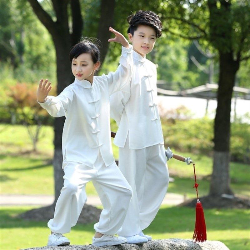 儿童太极服长袖亲子棉麻套装少儿功夫武术训练功服专业表演服休闲