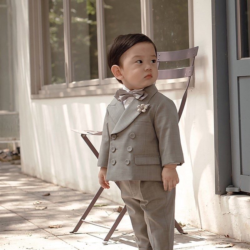 宝宝西服套装一周岁生日宴花童小男孩礼服英伦风儿童西装套装男童