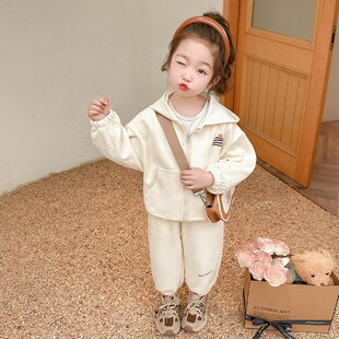 儿童拉链卫衣套装2025女小童运动两件套女童洋气休闲外套裤子秋装