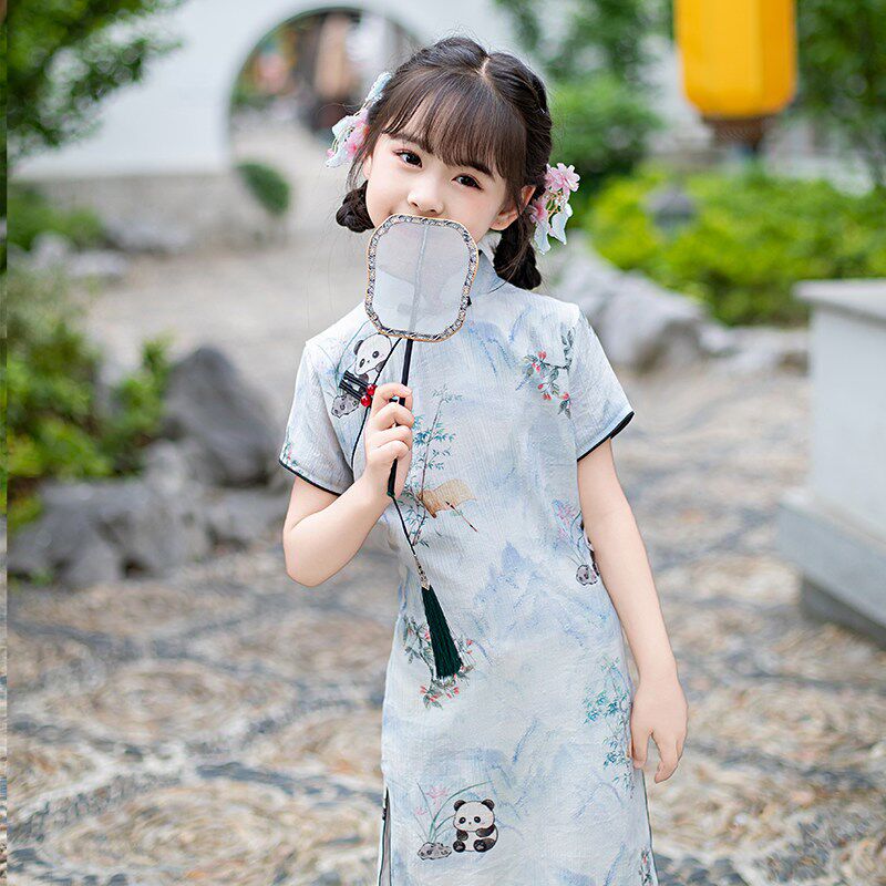 女童旗袍中国风2025新款儿童高级感连衣裙儿童汉服女大童夏季裙子